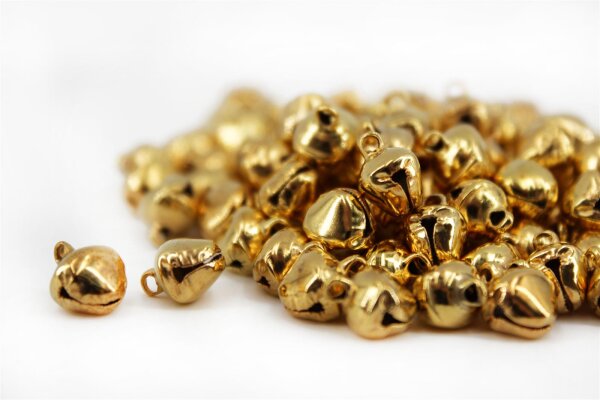Glöckchen 9x7x6 mm – 200 Stück, Aluminium, goldfarben