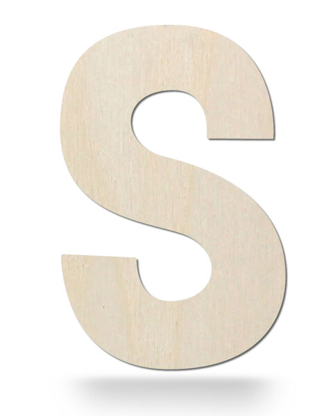 Holzbuchstabe S zum Bemalen – Typ 2, 15 cm hoch, 4 mm stark