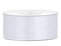 Satinband 25 mm breit – 25 m Rolle, weiß