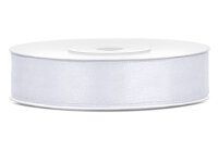 Satinband 12 mm breit – 25 m Rolle, weiß