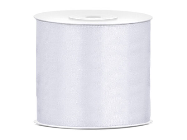 Satinband 75 mm breit – 25 m Rolle, weiß