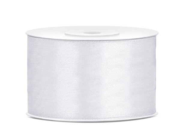 Satinband 38 mm breit – 25 m Rolle, weiß