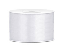 Satinband 38 mm breit – 25 m Rolle, weiß