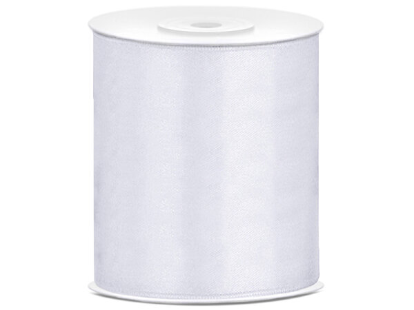 Satinband 100 mm breit – 25 m Rolle, weiß