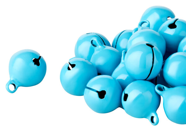 Glöckchen mit Öse 17x13 mm – 100 Stück, Metall, pastell-hellblau