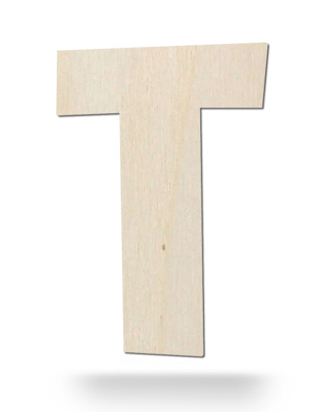 Holzbuchstabe T zum Bemalen – Typ 2, 30 cm hoch, 4 mm stark