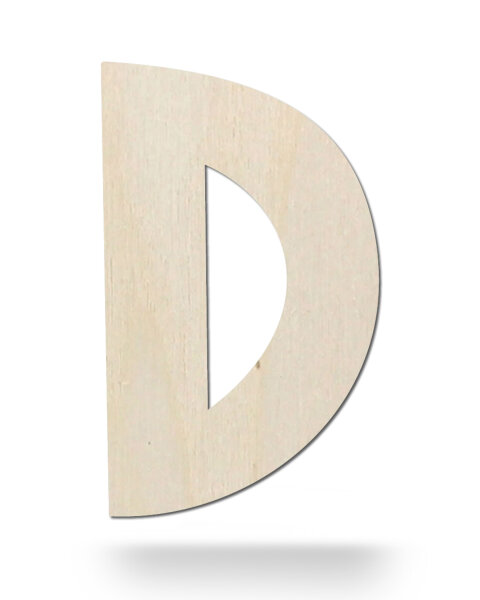 Holzbuchstabe D zum Bemalen – Typ 2, 45 cm hoch, 4 mm stark