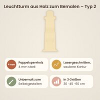 Leuchtturm aus Holz zum Bemalen – Typ 2, 30 bis 60 cm, Pappelsperrholz 4 mm