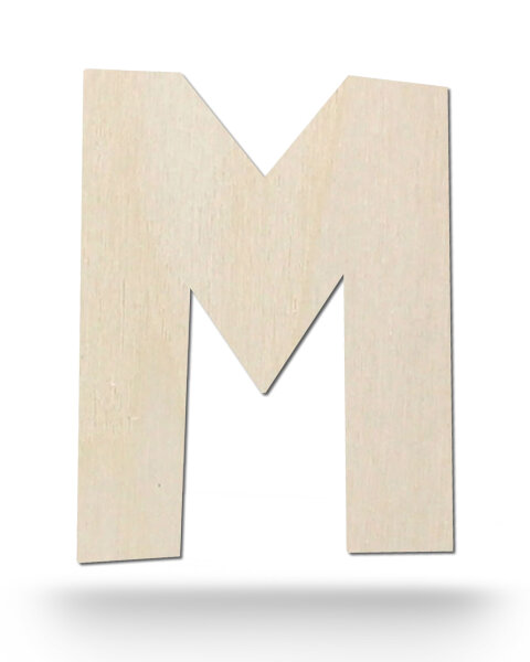 Holzbuchstabe M zum Bemalen – Typ 2, 60 cm hoch, 4 mm stark