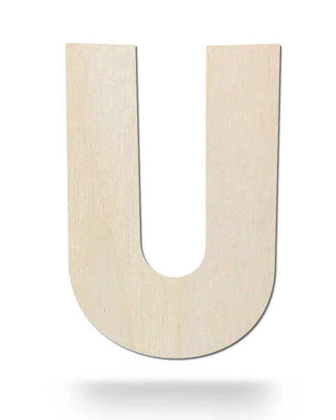 Holzbuchstabe U zum Bemalen – Typ 2, 60 cm hoch, 4 mm stark