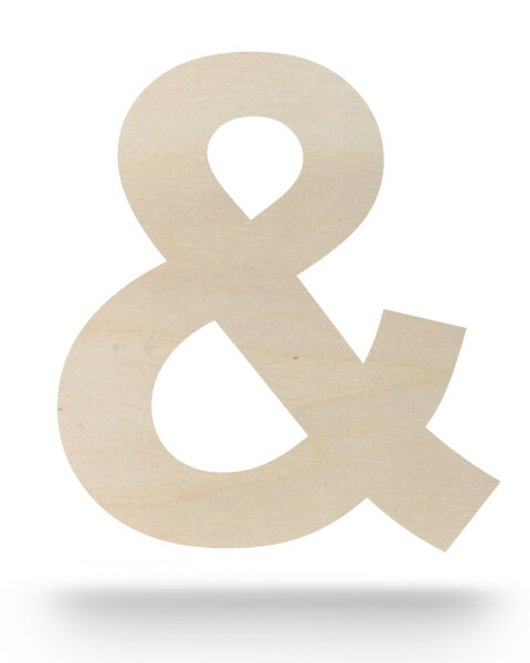 Und-Zeichen & aus Holz zum Bemalen – Typ 2, 7,5 cm hoch, 4 mm stark