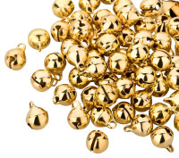 Glöckchen mit Öse 11x7 mm – 100 Stück, Metall, je 50 gold- und silberfarben