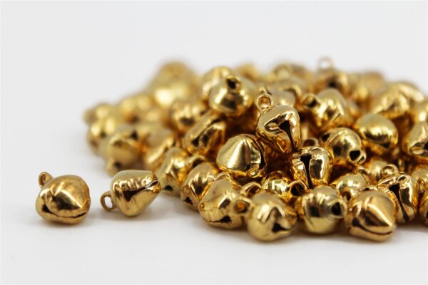 Glöckchen 9x7x6 mm – 200 Stück, Aluminium, je 100 gold- und silberfarben