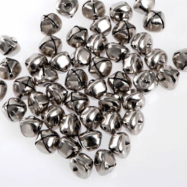 Glöckchen mit Öse 15 mm – 100 Stück, Eisen, silber- und goldfarben