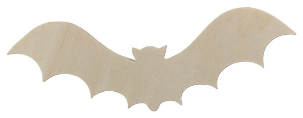 Fledermaus aus Holz zum Bemalen – Typ 1, 21 cm Spannweite, Pappelholz 4 mm