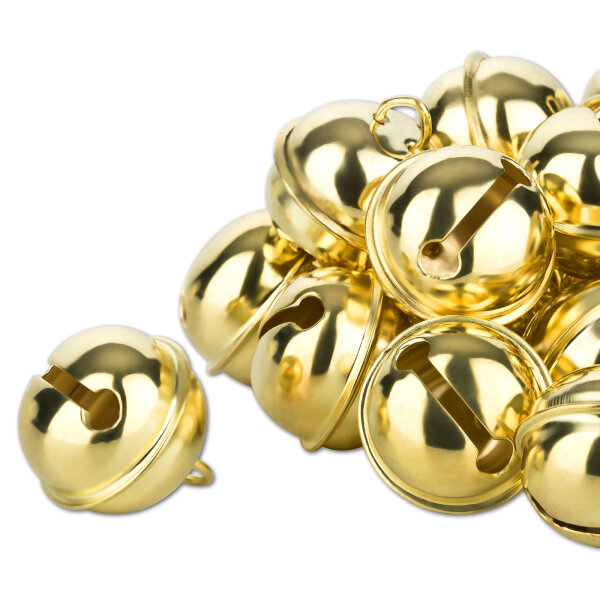 Glöckchen mit großer Öse 17x14 mm – 50 Stück, Eisen, goldfarben