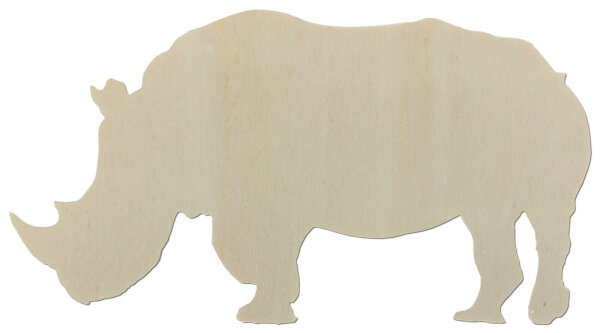 Nashorn aus Holz zum Bemalen – 33 cm, 4 mm stark
