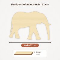 Elefant aus Holz zum Bemalen – 57 cm breit, Pappelsperrholz 4 mm