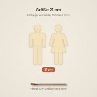 Toilettenschilder Mann & Frau aus Holz zum Bemalen – 21 cm hoch