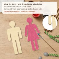Toilettenschilder Mann & Frau aus Holz zum Bemalen – 21 cm hoch
