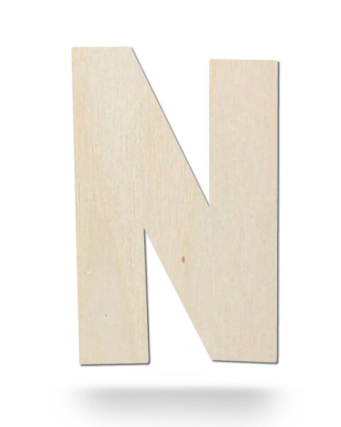 Holzbuchstabe N zum Bemalen – Typ 2, 10 cm hoch