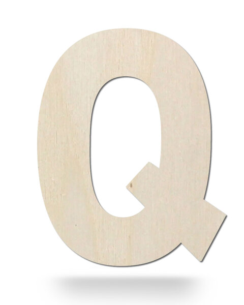 Holzbuchstabe Q zum Bemalen – Typ 2, 10 cm hoch