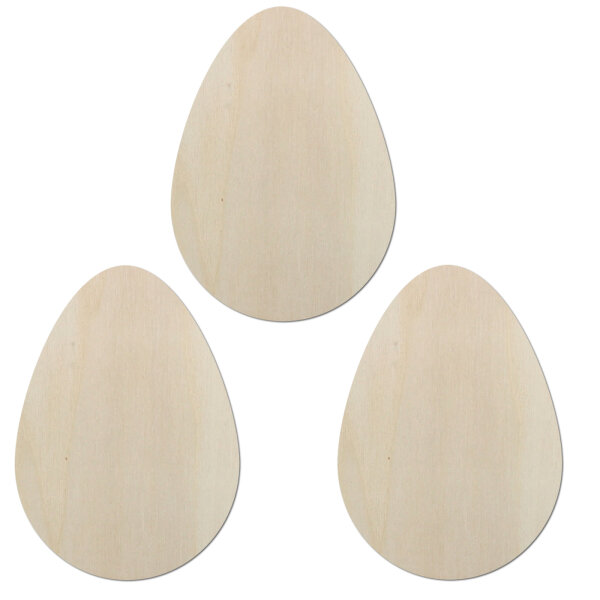 Osterei aus Holz zum Bemalen – 3er-Set, je 60 cm hoch, Pappelsperrholz 4 mm