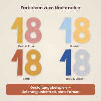 Holzzahlen-Set 18 zum Bemalen – Typ 2, 60 cm hoch je Ziffer, 4 mm stark