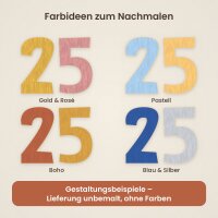 Holzzahlen-Set 25 zum Bemalen – Typ 2, 7,5 cm hoch je Ziffer, 4 mm stark