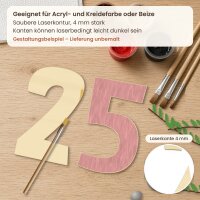 Holzzahlen-Set 25 zum Bemalen – Typ 2, 30 cm hoch je Ziffer, 4 mm stark