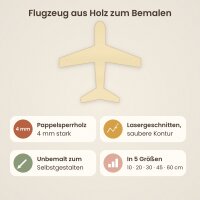 Flugzeug aus Holz zum Bemalen – Typ 1, 3er-Set, je 20 cm, Pappelsperrholz 4 mm
