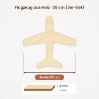 Flugzeug aus Holz zum Bemalen – Typ 1, 3er-Set, je 20 cm, Pappelsperrholz 4 mm