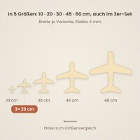 Flugzeug aus Holz zum Bemalen – Typ 1, 3er-Set, je 20 cm, Pappelsperrholz 4 mm