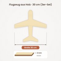 Flugzeug aus Holz zum Bemalen – Typ 1, 3er-Set, je 30 cm, Pappelsperrholz 4 mm