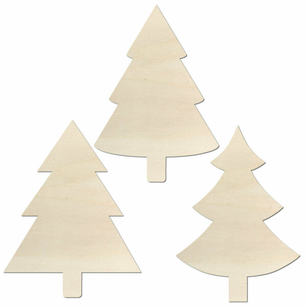 Tannenbäume aus Holz zum Bemalen – Größe wählbar bis 80 cm, Pappelsperrholz 4 mm