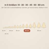 Tannenbäume aus Holz zum Bemalen – 3er-Set, je 60 cm hoch, Pappelsperrholz 4 mm