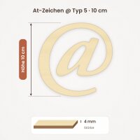 At-Zeichen @ aus Holz zum Bemalen – Typ 5, 10 cm hoch, Pappelsperrholz 4 mm