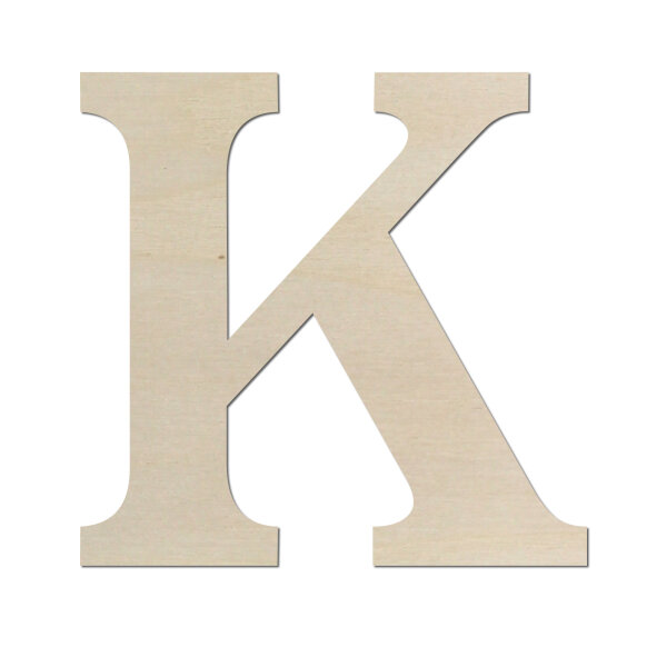 Holzbuchstabe K zum Bemalen – Typ 5, 20 cm hoch, Pappelsperrholz 4 mm