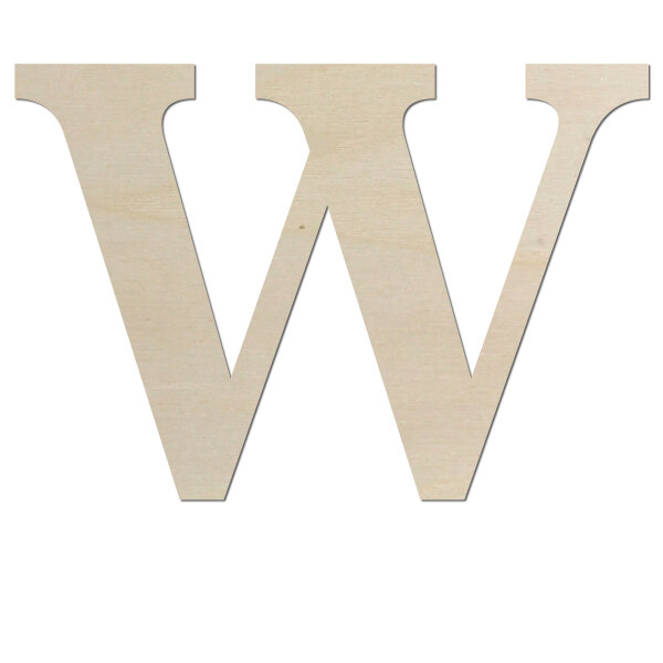 Holzbuchstabe W zum Bemalen – Typ 5, 30 cm hoch, Pappelsperrholz 4 mm