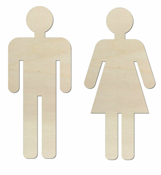 Toilettenschilder Mann & Frau aus Holz zum Bemalen – Größe wählbar bis 1,1 m