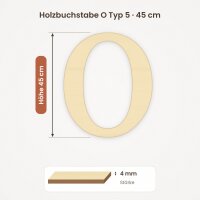 Holzbuchstabe O zum Bemalen – Typ 5, 45 cm hoch, Pappelsperrholz 4 mm