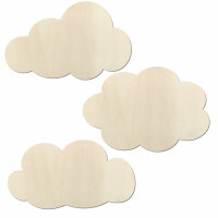 Wolken aus Holz zum Bemalen – 3er-Set, je 45 cm...