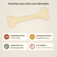 Knochen aus Holz zum Bemalen – Größe wählbar 10–60 cm, 4 mm stark