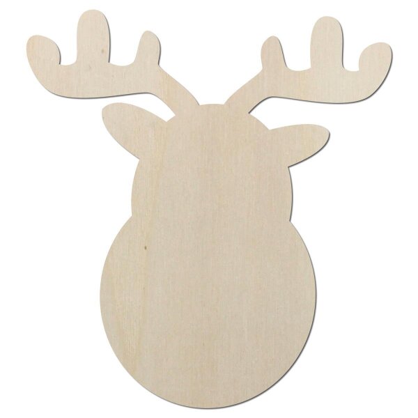 Rentierkopf aus Holz zum Bemalen – Größe wählbar 10–60 cm, 4 mm stark