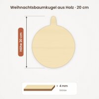 Weihnachtsbaumkugel aus Holz zum Bemalen – 20 cm, 4 mm stark