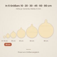 Weihnachtsbaumkugel aus Holz zum Bemalen – 20 cm, 4 mm stark