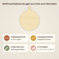 Weihnachtsbaumkugel aus Holz zum Bemalen – 30 cm, 4 mm stark