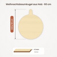 Weihnachtsbaumkugel aus Holz zum Bemalen – 60 cm, 4 mm stark