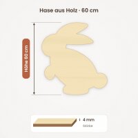 Hase aus Holz zum Bemalen – 60 cm, 4 mm stark