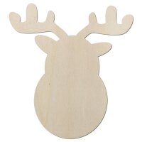 Rentierkopf aus Holz zum Bemalen – 60 cm, 4 mm stark